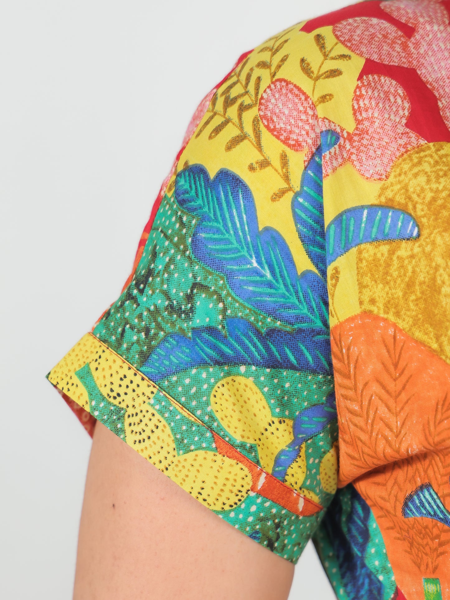 Soft Cotton Foliage A-line Multicolor Dress