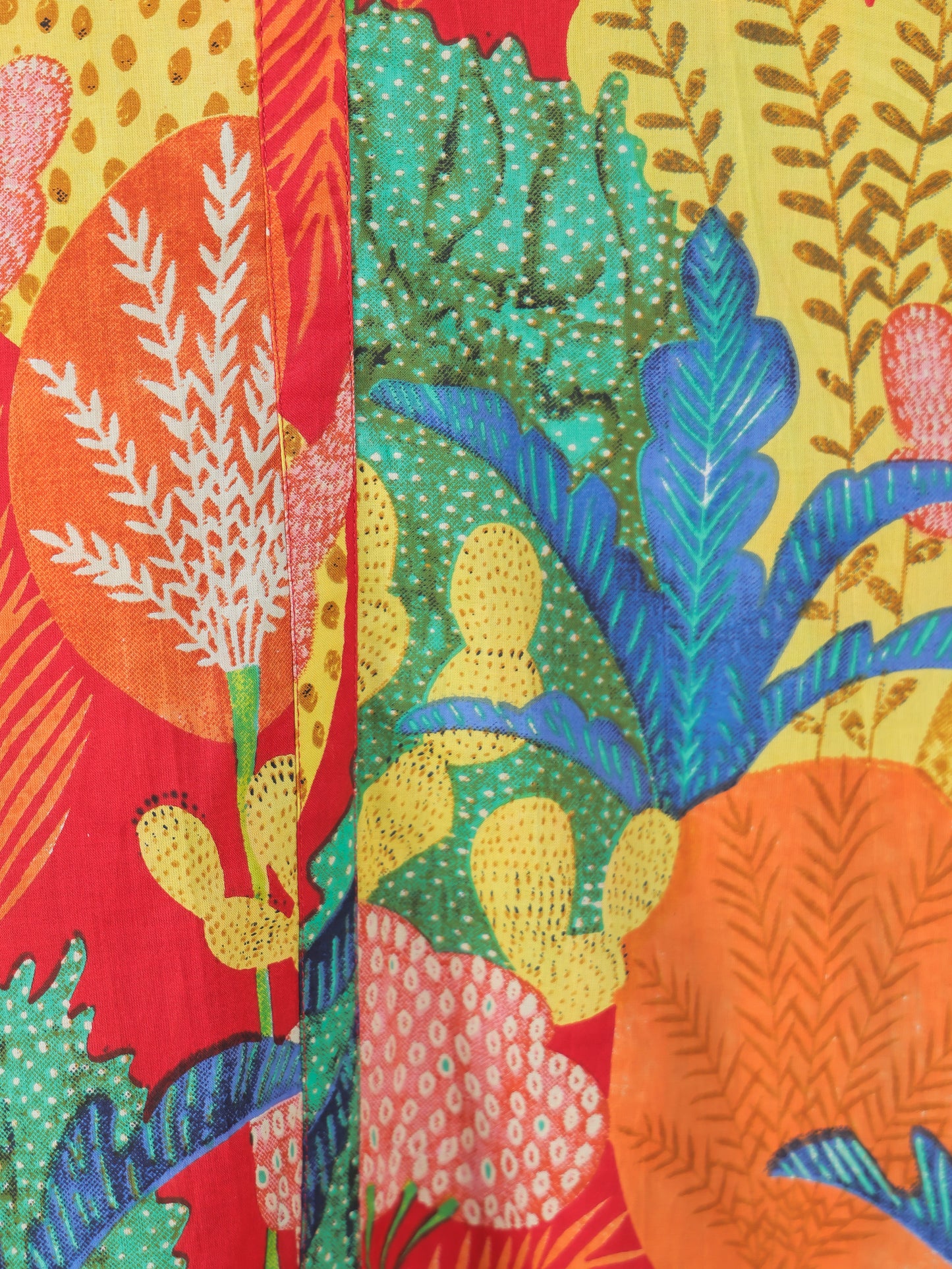 Soft Cotton Foliage A-line Multicolor Dress