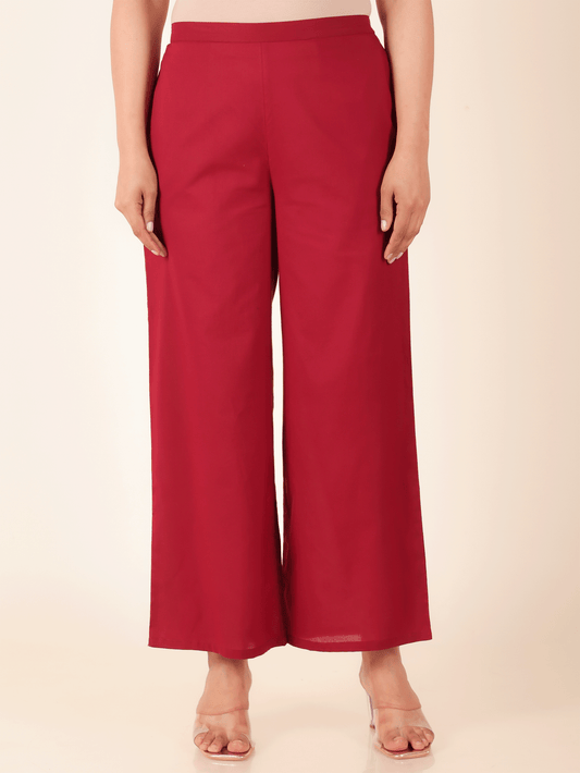 Soft Cotton Solid maroon Palazzo