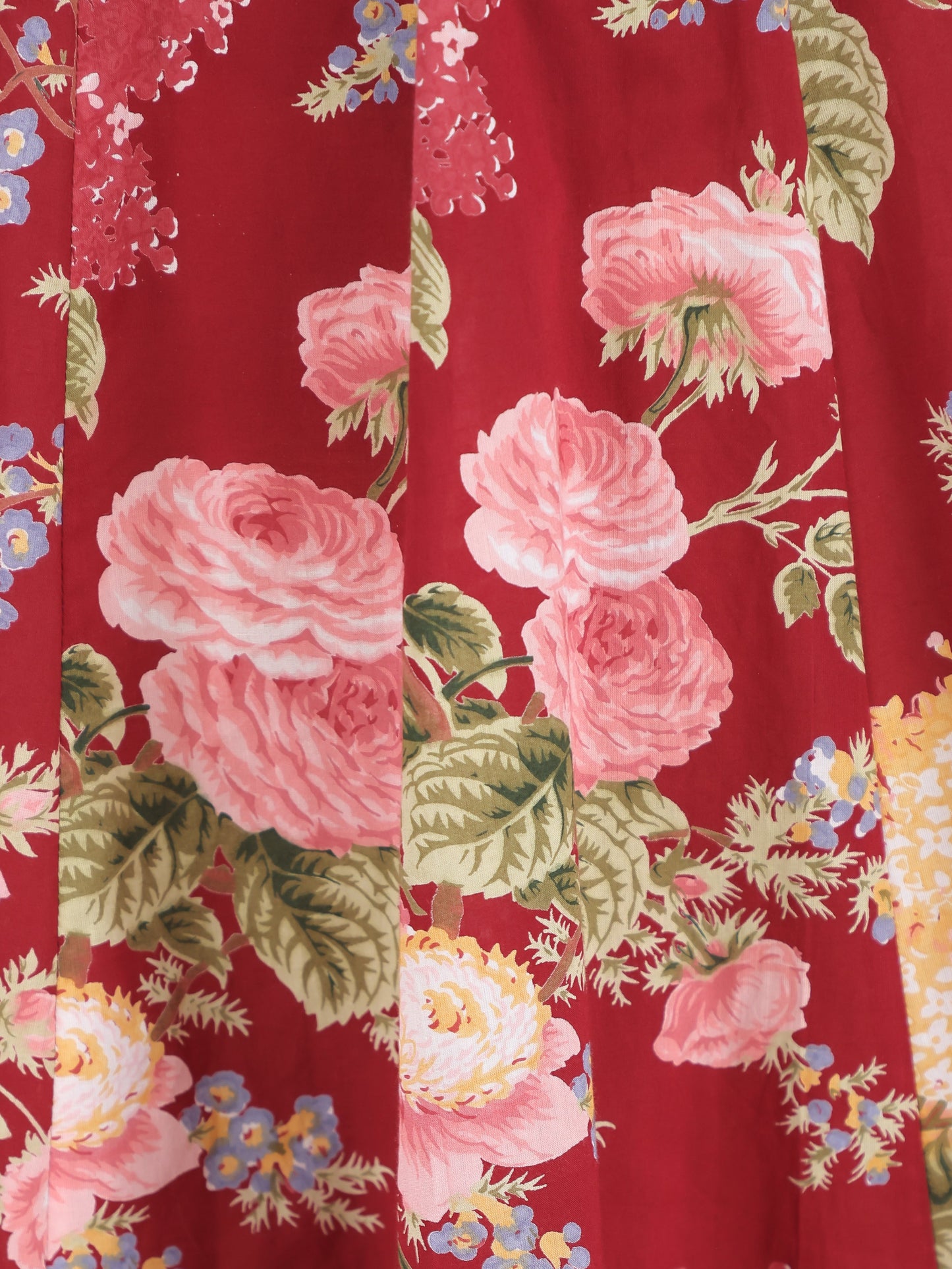 Embroidered Soft Cotton Floral Flared Maroon Dress