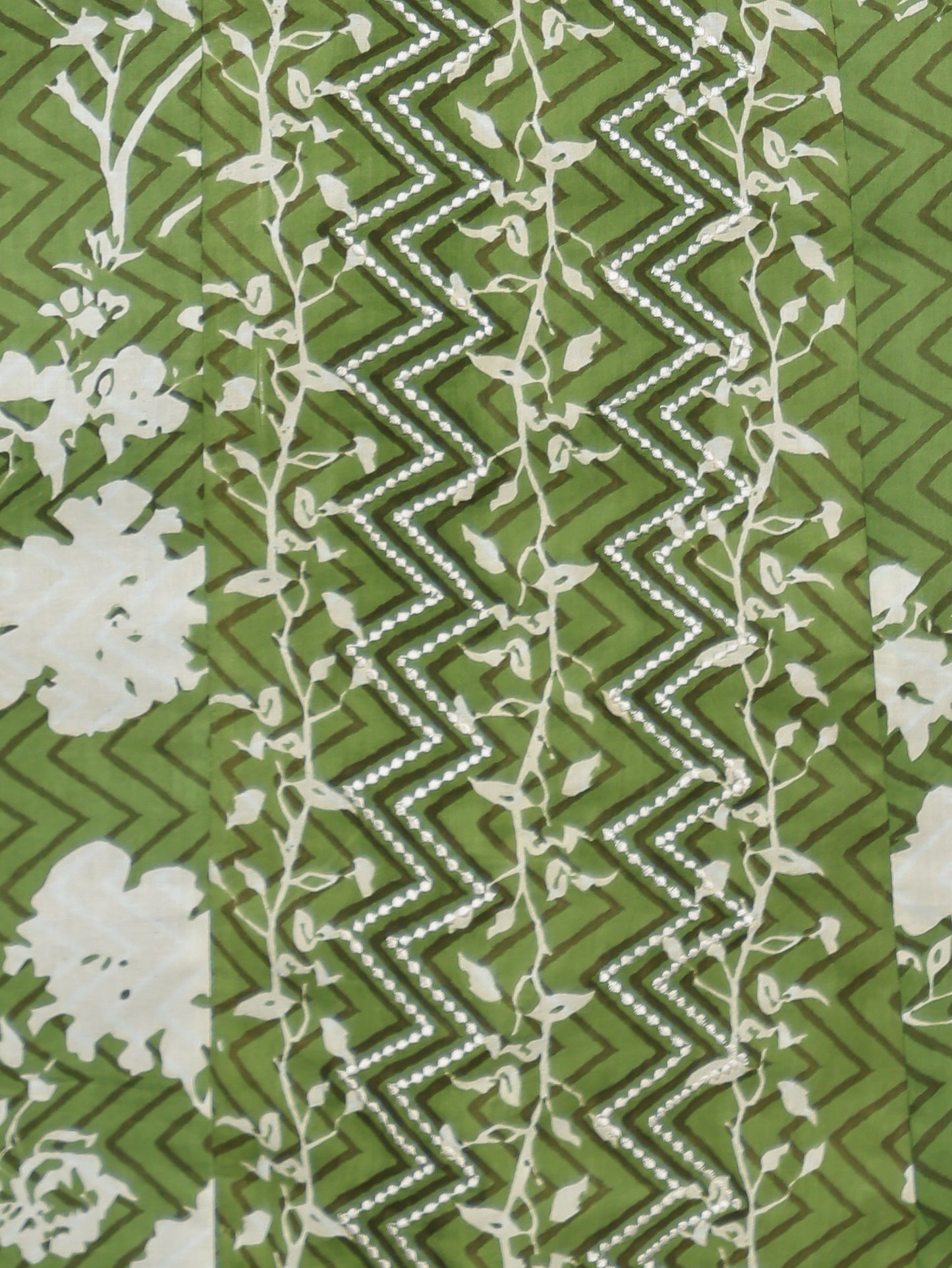 Embroidered Soft Cotton Abstract Straight Green Kurta