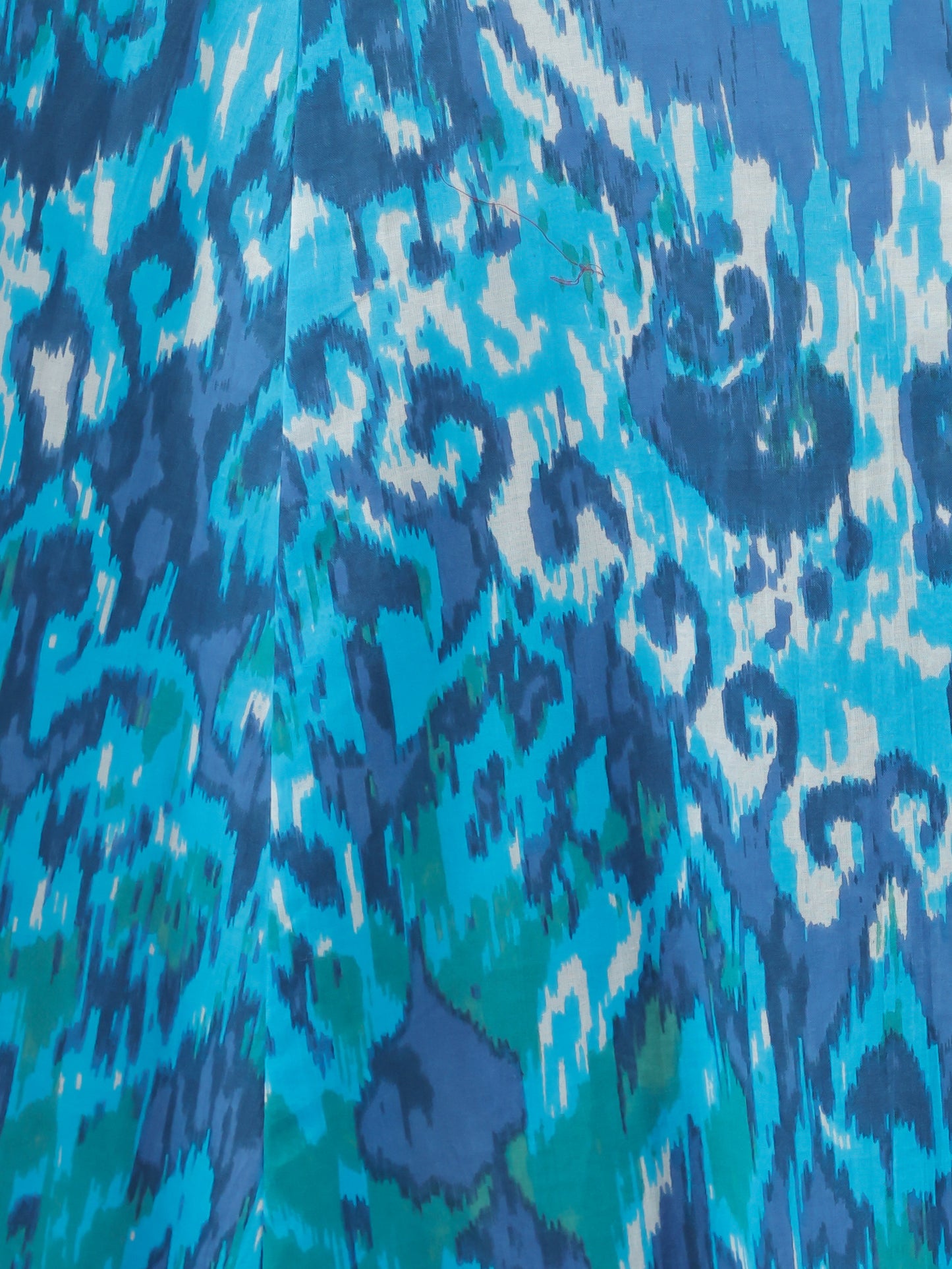 Soft Cotton Ikat Flared Blue Dress