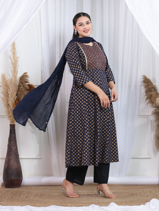 Cotton Voile Solid Navy Blue Dupatta