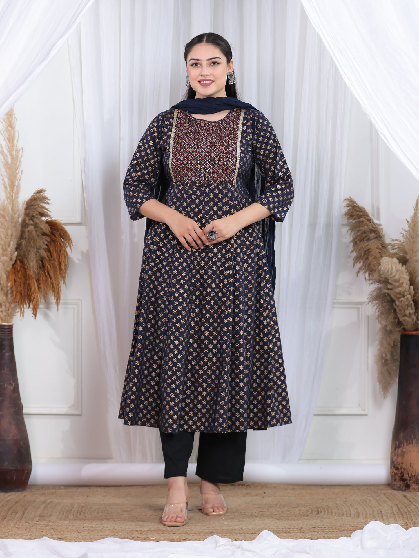 Cotton Voile Solid Navy Blue Dupatta