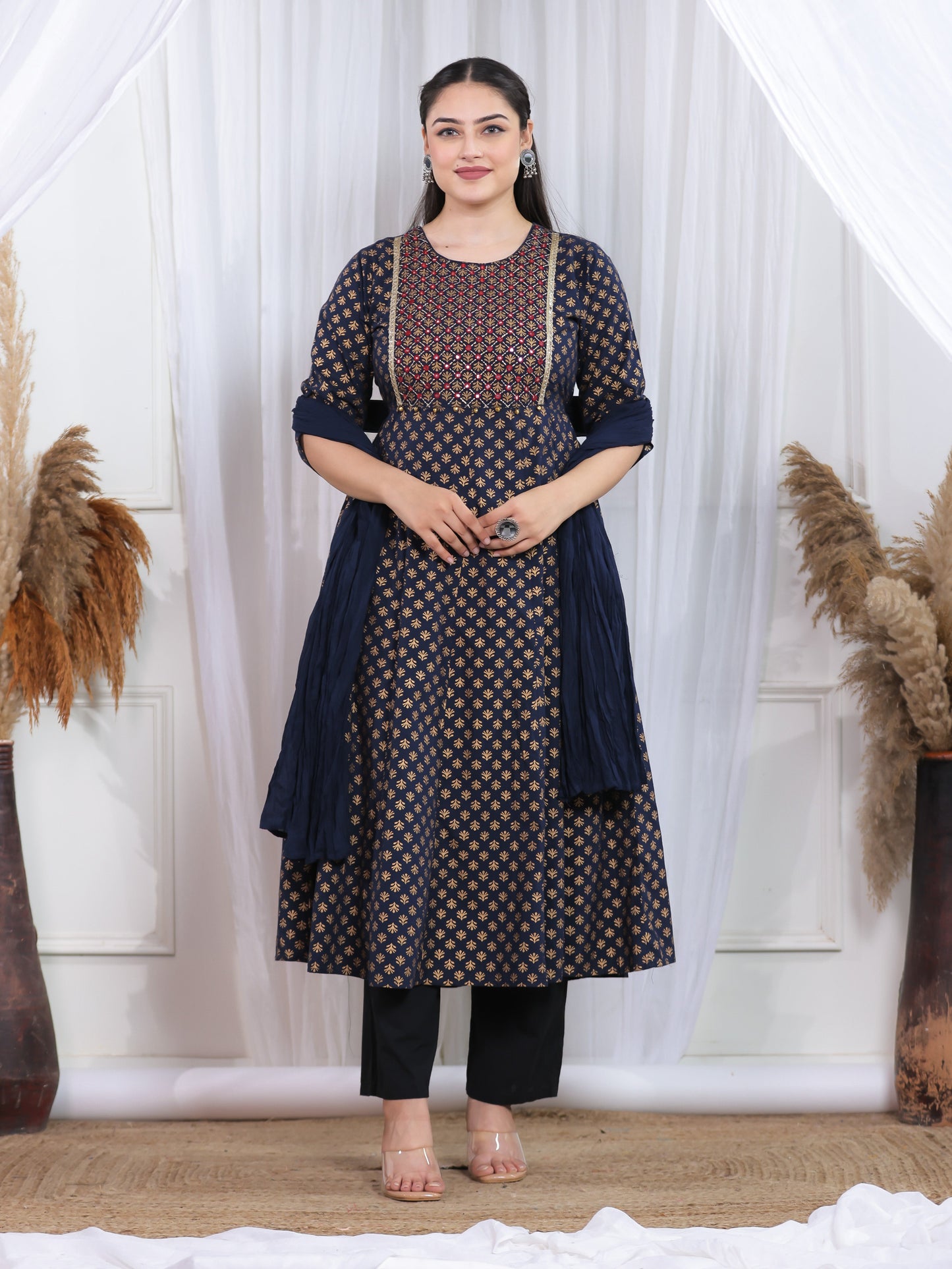 Cotton Voile Solid Navy Blue Dupatta