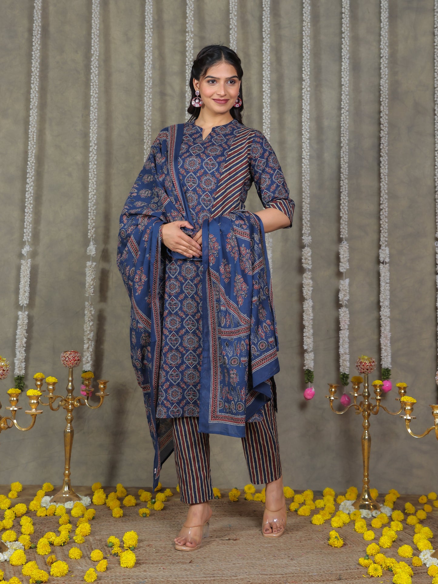 Cotton Voile Striped Blue Dupatta