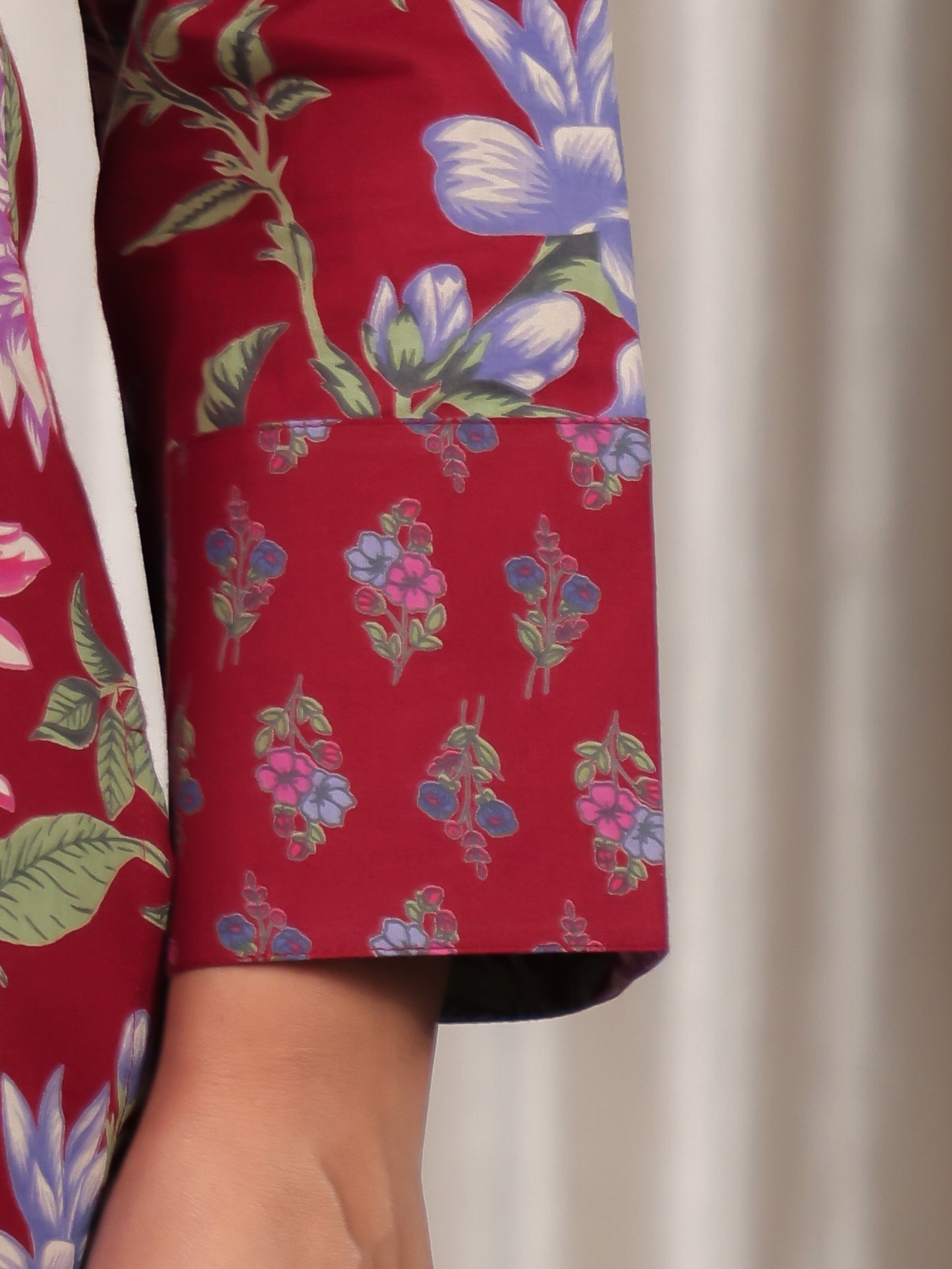 Soft Cotton Floral Straight Red Kurta