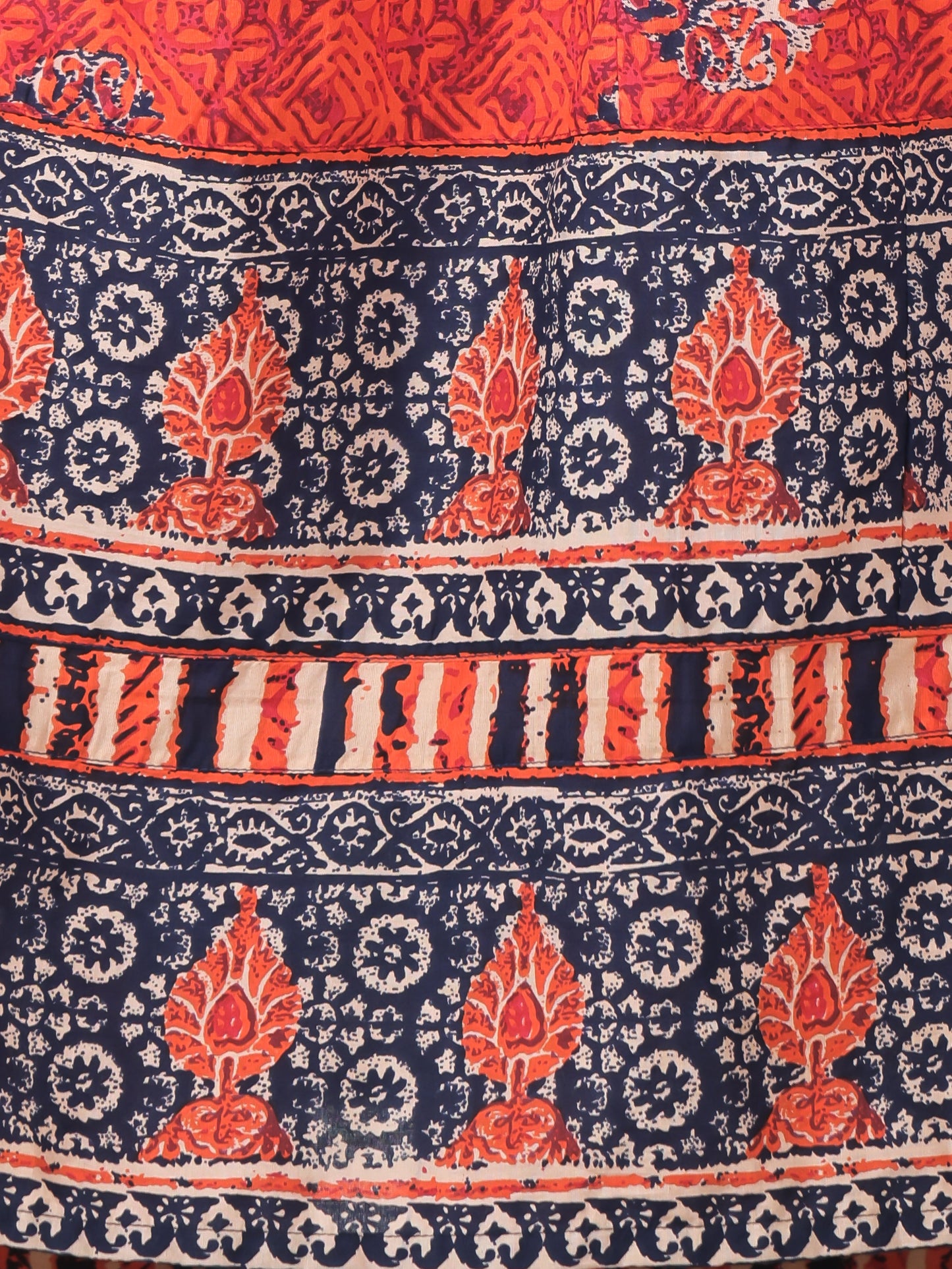 Soft Cotton Floral Flared Orange Kurta