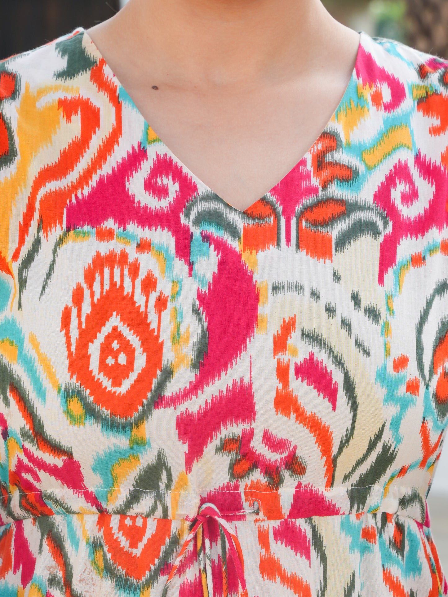 Soft Cotton Abstract Flared Multicolor Dress