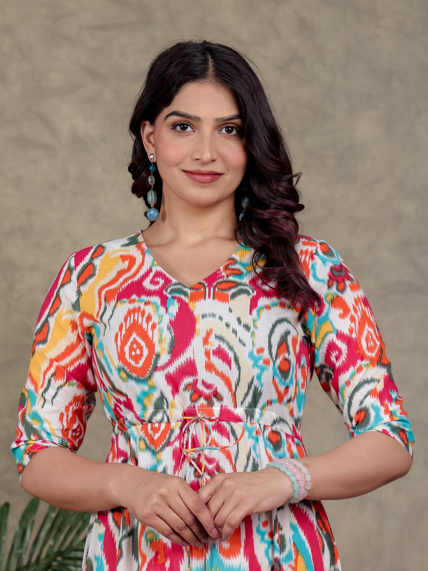 Soft Cotton Abstract A-line Multicolor Dress