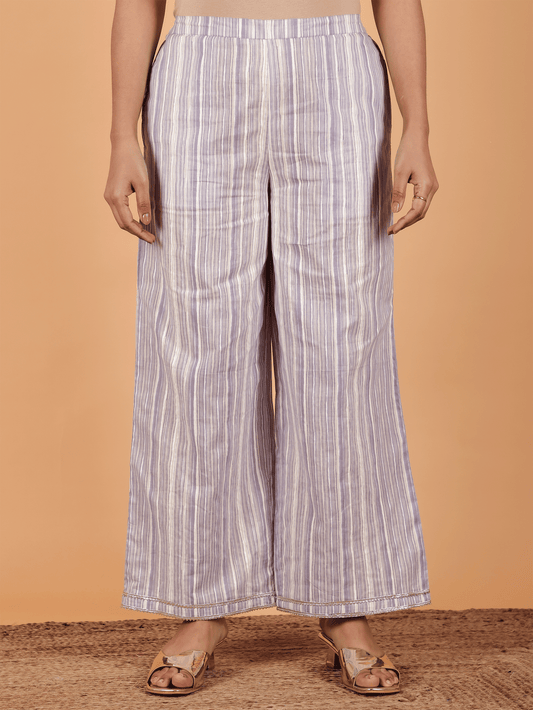Soft Cotton Striped Purple Palazzo