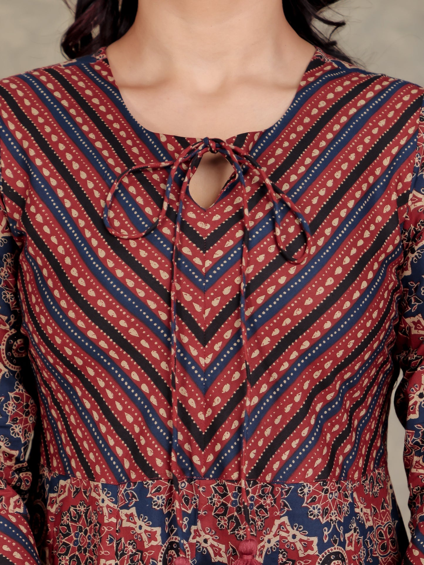 Soft Cotton Geometric Rust Kurta