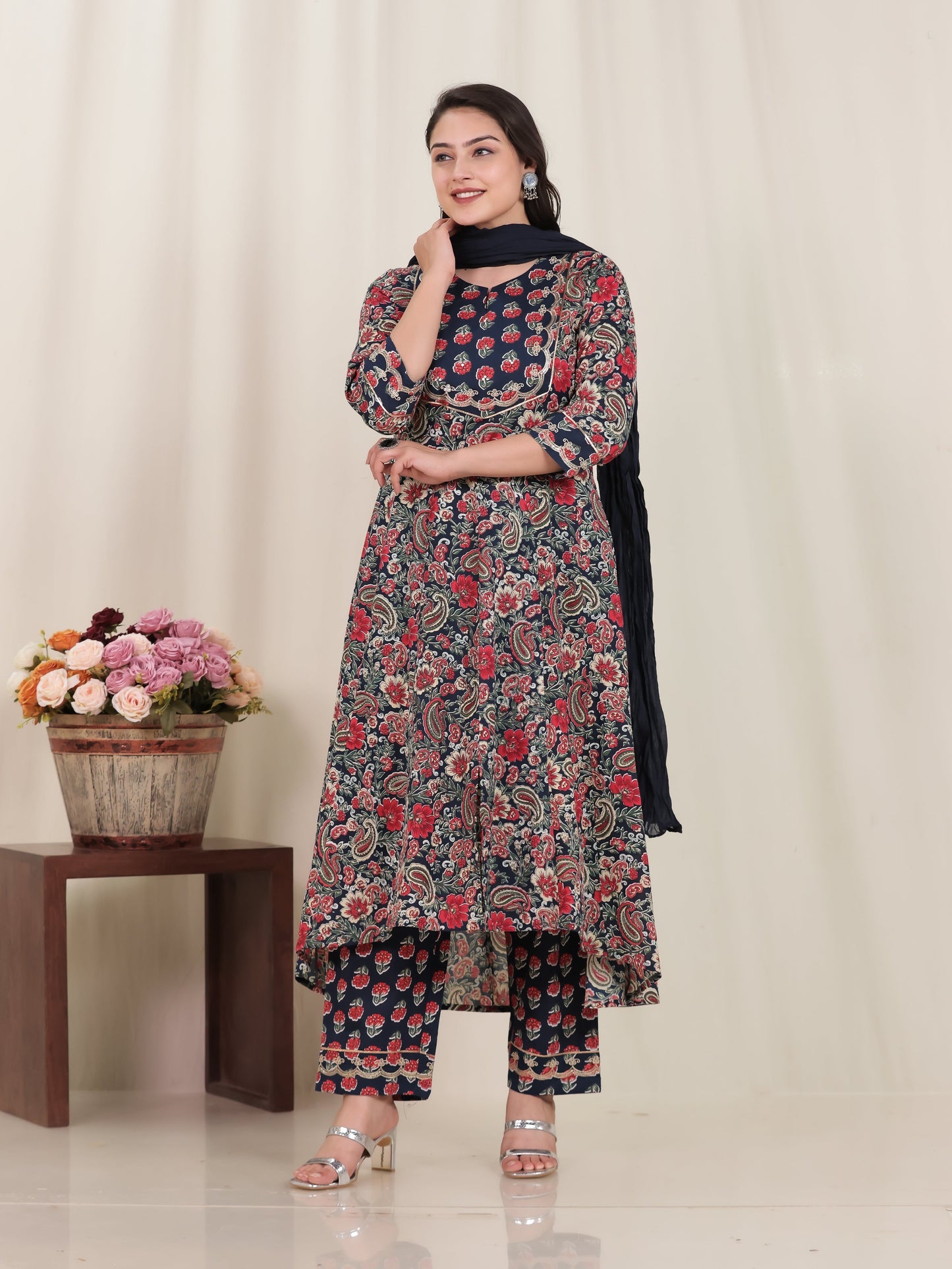 Cotton Voile Solid Navy Blue Dupatta