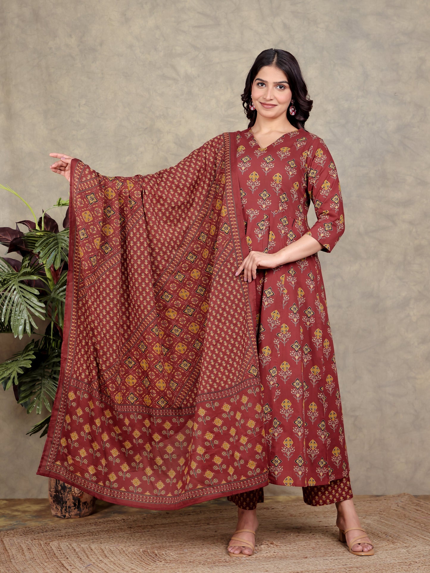 Cotton Voile Geometric Red Dupatta