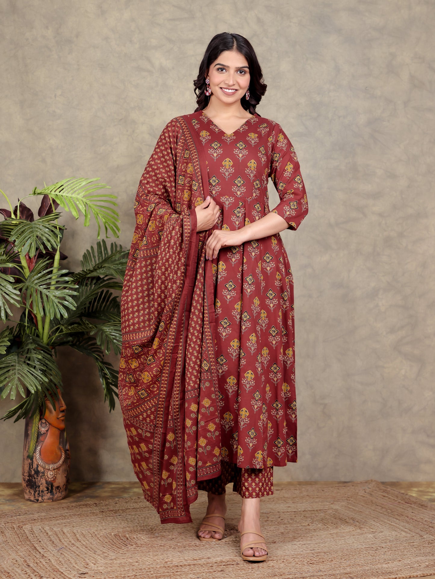 Cotton Voile Geometric Red Dupatta