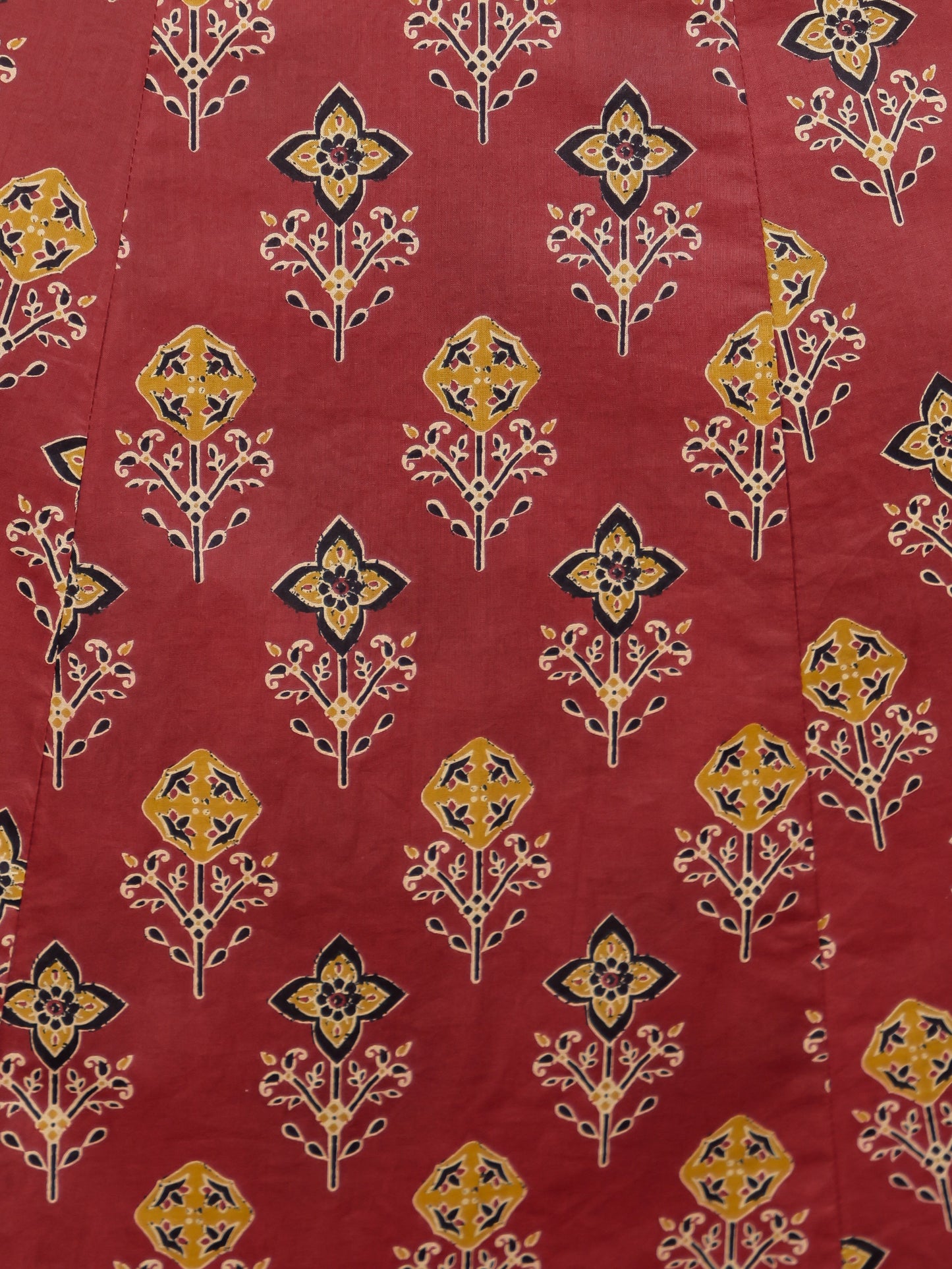 Soft Cotton Geometric Angrakha Red Kurta