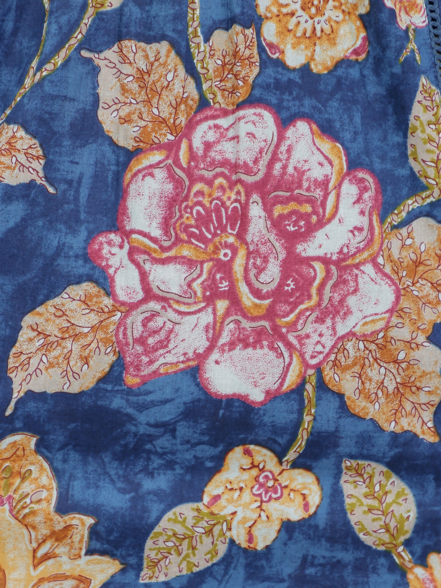 Soft Cotton Floral Panelled Blue Kurta