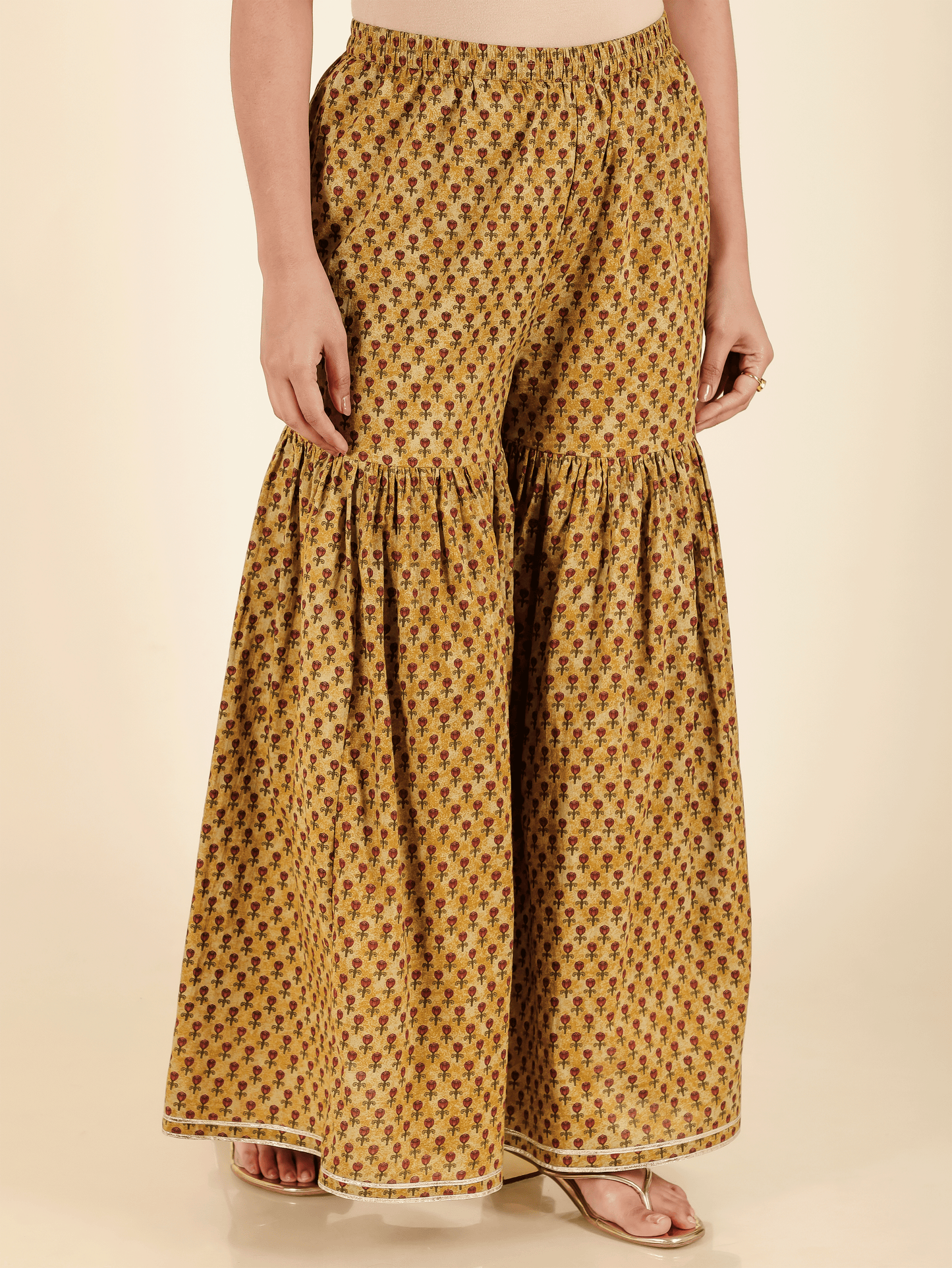 Soft Cotton Floral Flared Brown Kurta