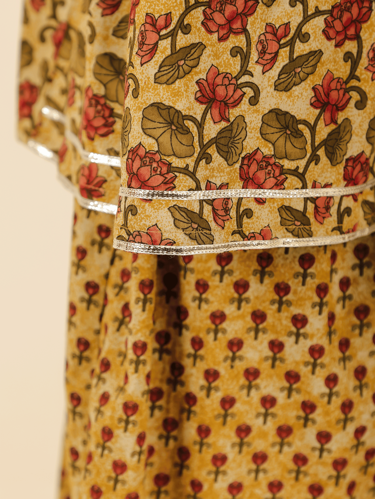 Soft Cotton Floral Flared Brown Kurta