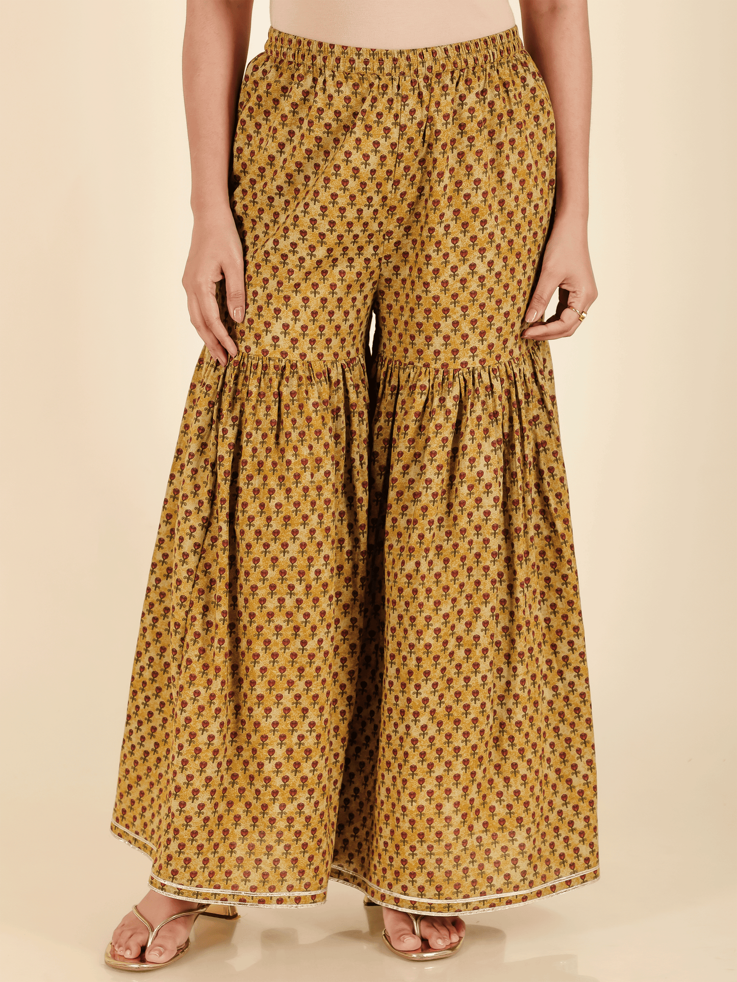 Soft Cotton Floral Flared Brown Kurta