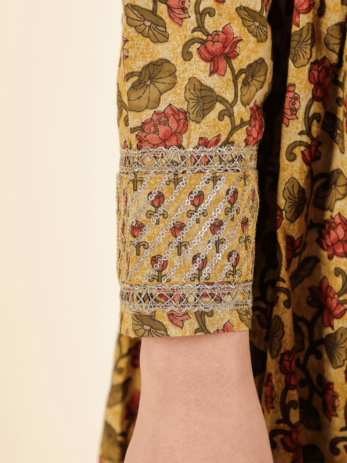 Soft Cotton Floral Flared Brown Kurta