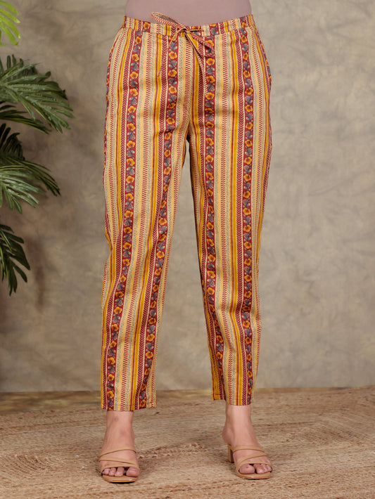 Soft Cotton Striped Red Trousers  Tapered Trousers