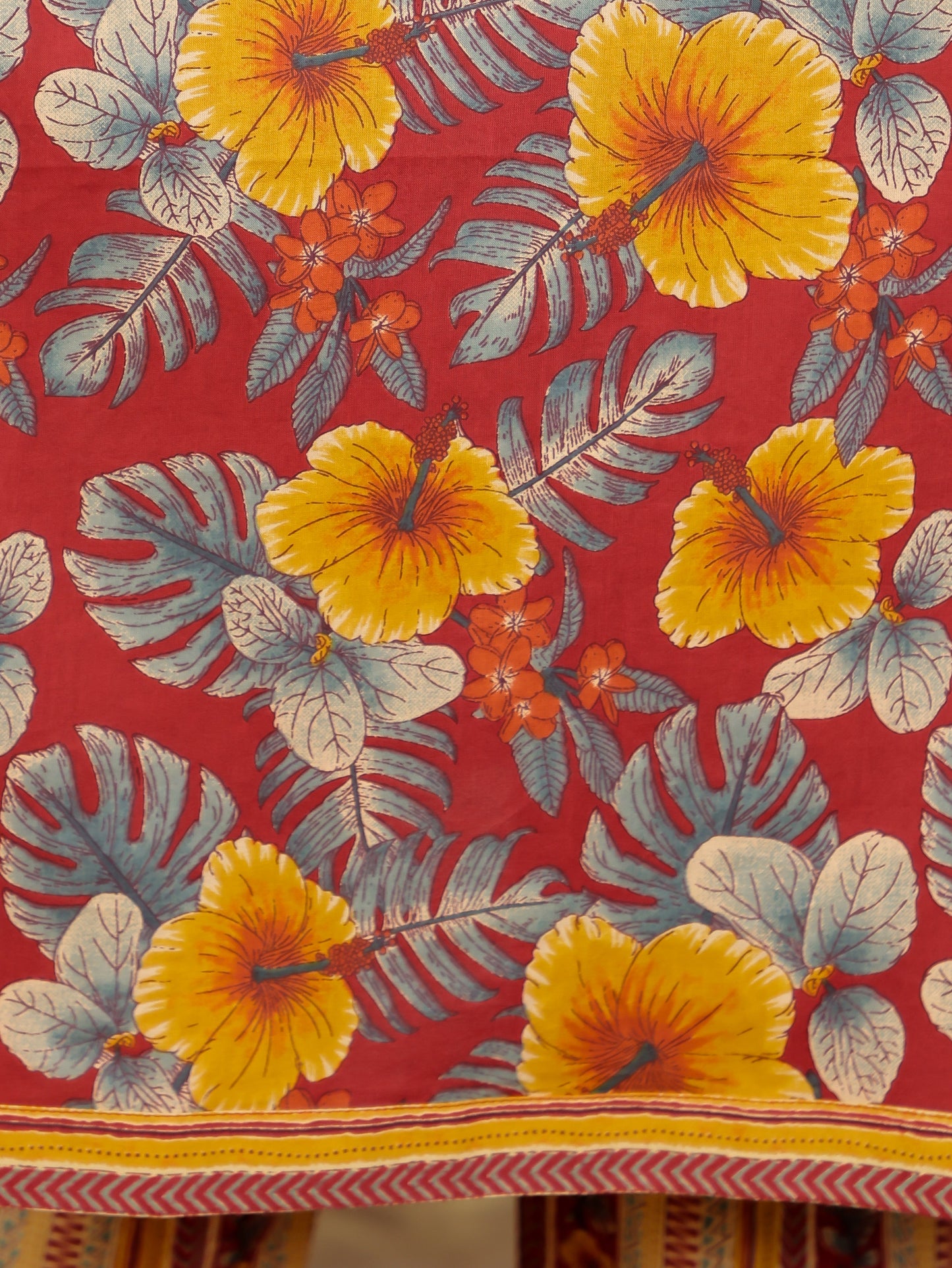 Soft Cotton Floral Straight Red Kurta
