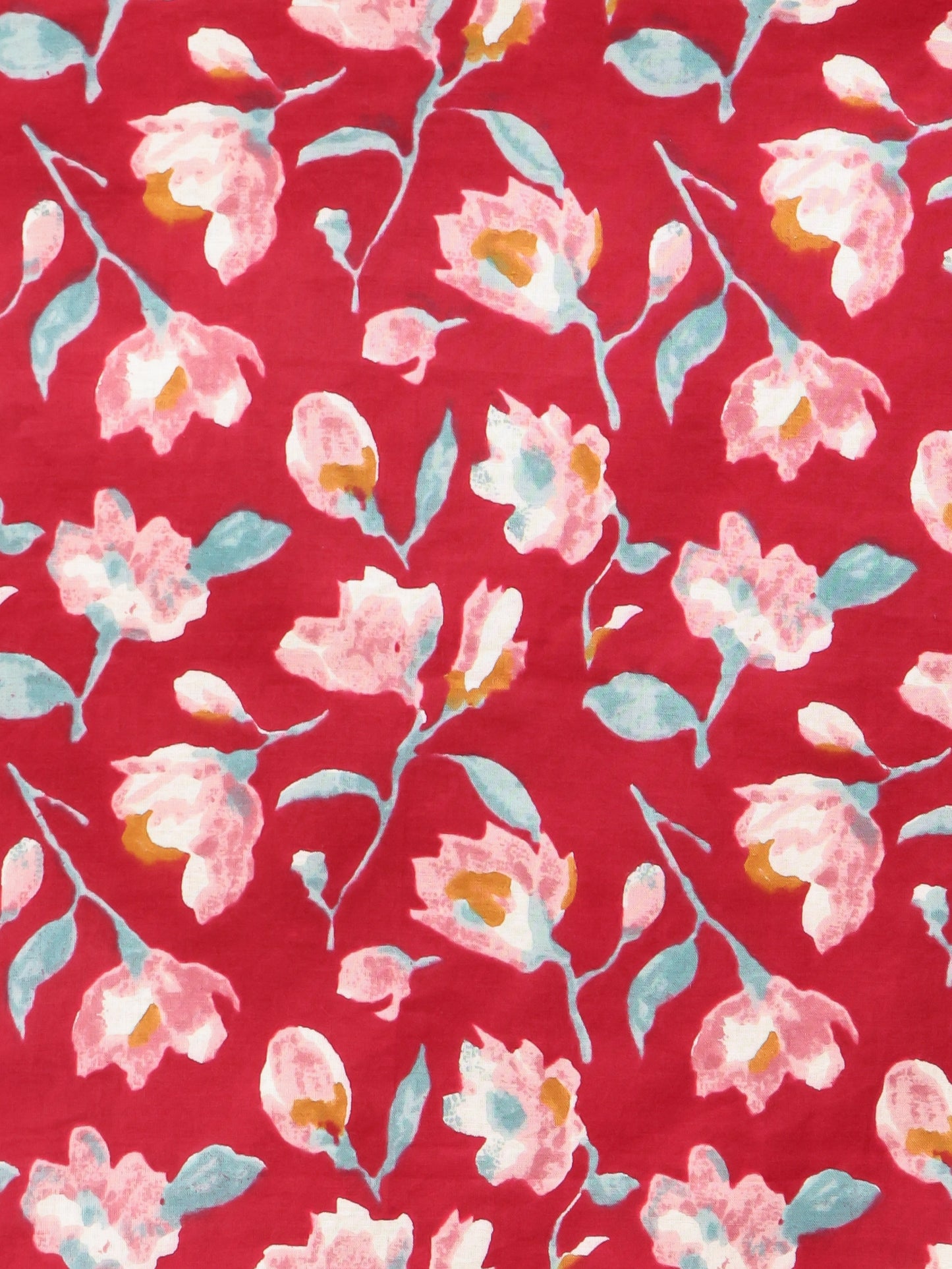 Soft Cotton Floral Straight Red Kurta