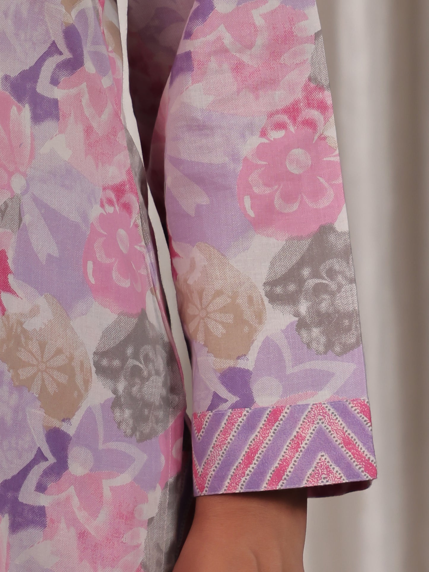 Soft Cotton Floral Straight Pink Kurta