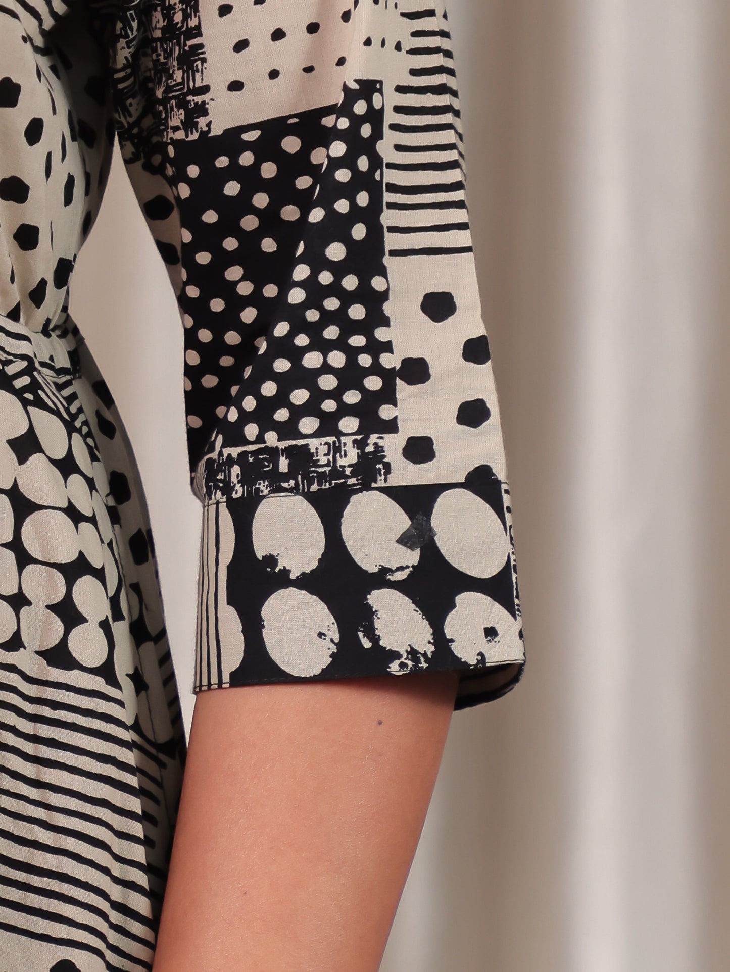 Soft Cotton Patchwork A-line Black Dress