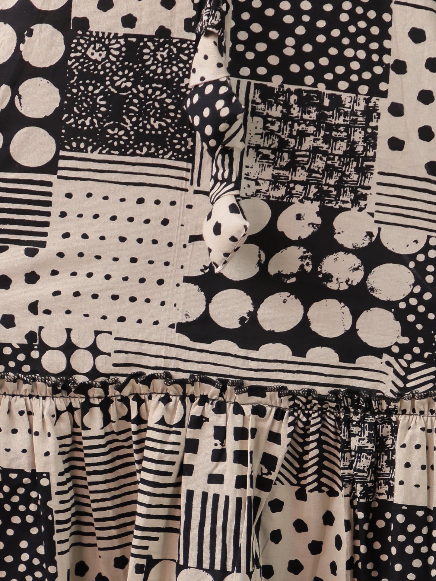 Soft Cotton Patchwork A-line Black Dress