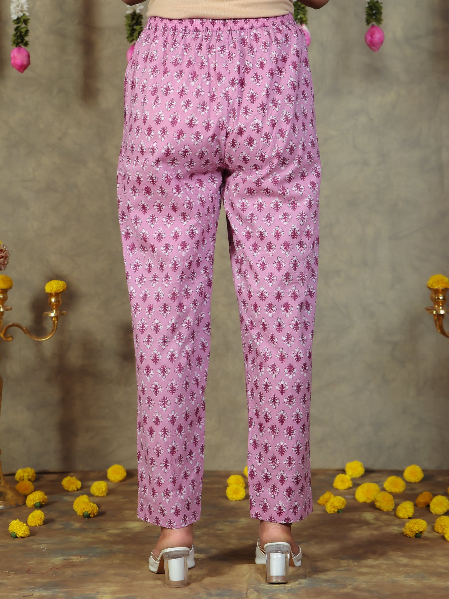 Soft Cotton Floral Straight Purple Kurta