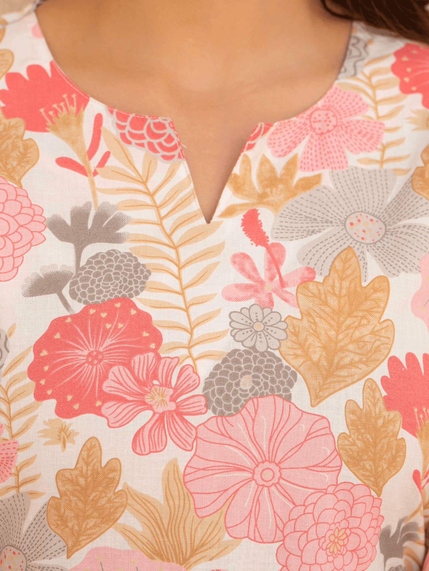 Soft Cotton Floral Straight Pink Kurta