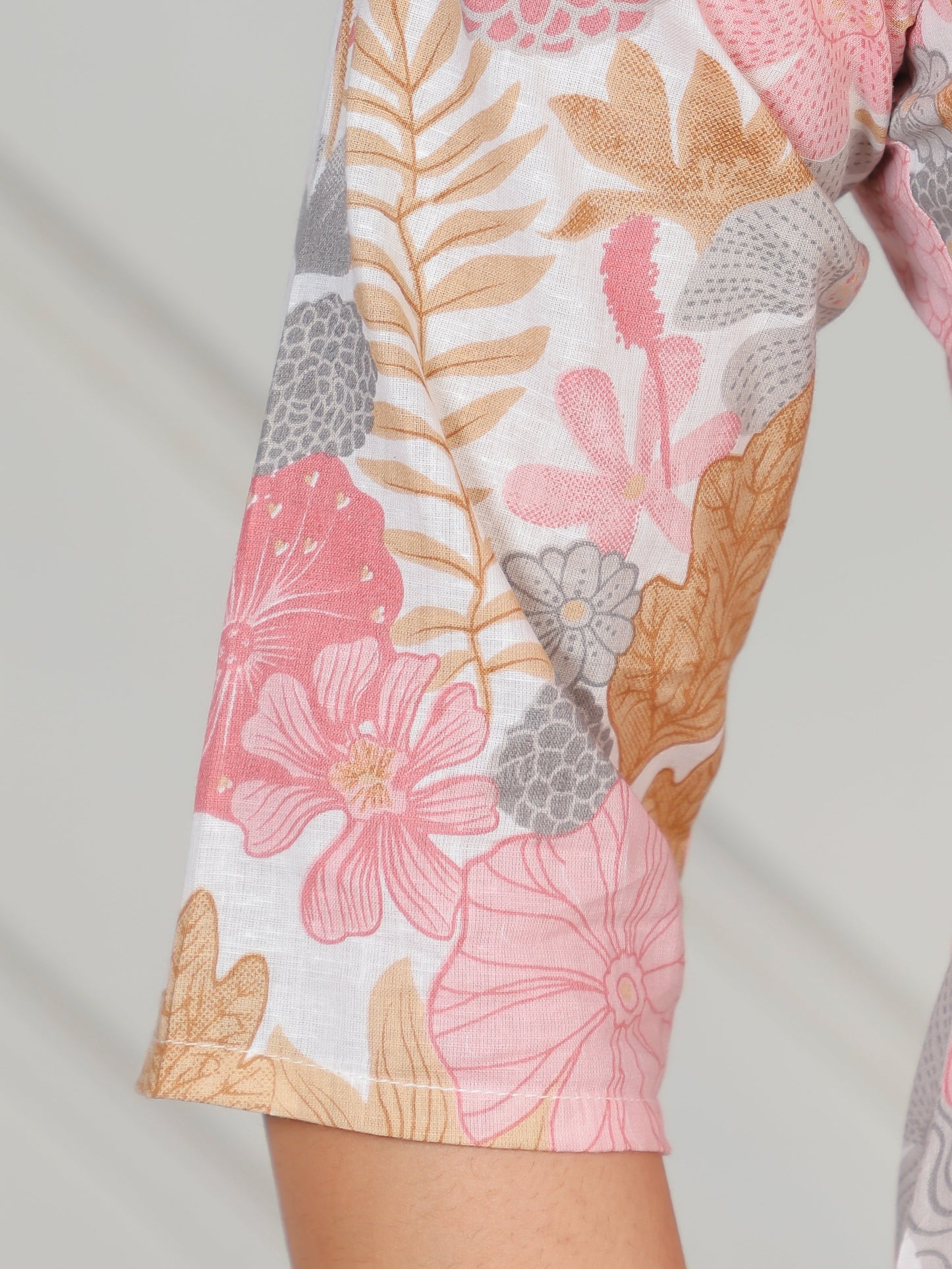 Soft Cotton Floral Straight Pink Kurta