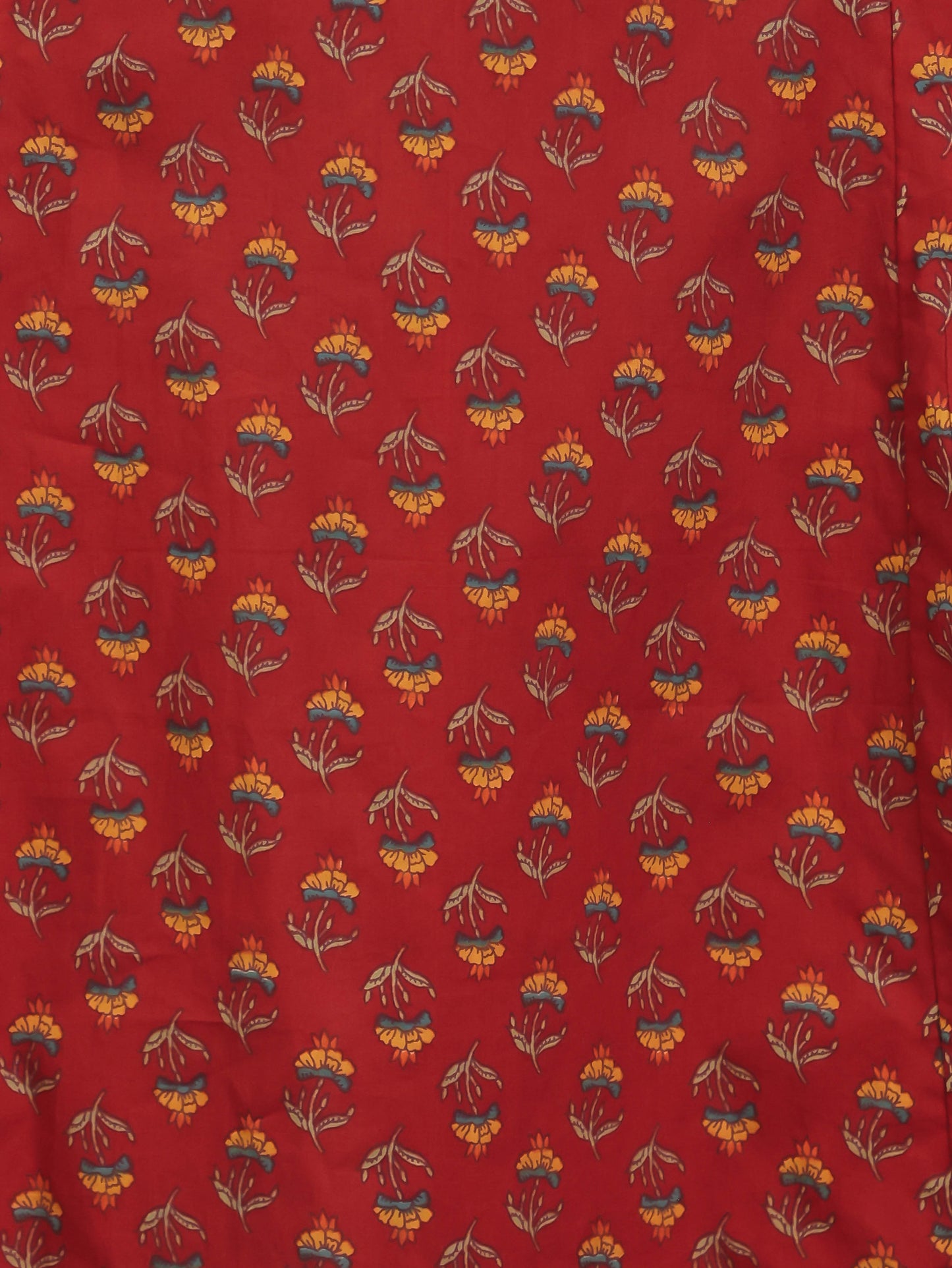 Soft Cotton Floral Flared Red Kurta