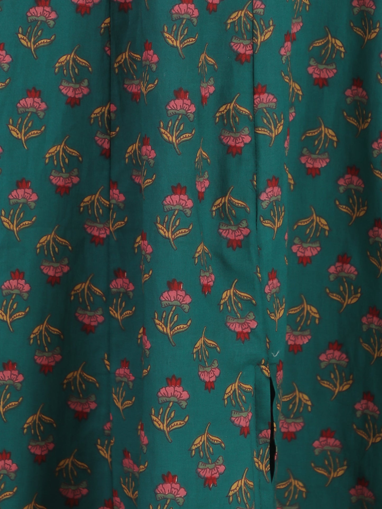 Soft Cotton Floral Anarkali Green Kurta