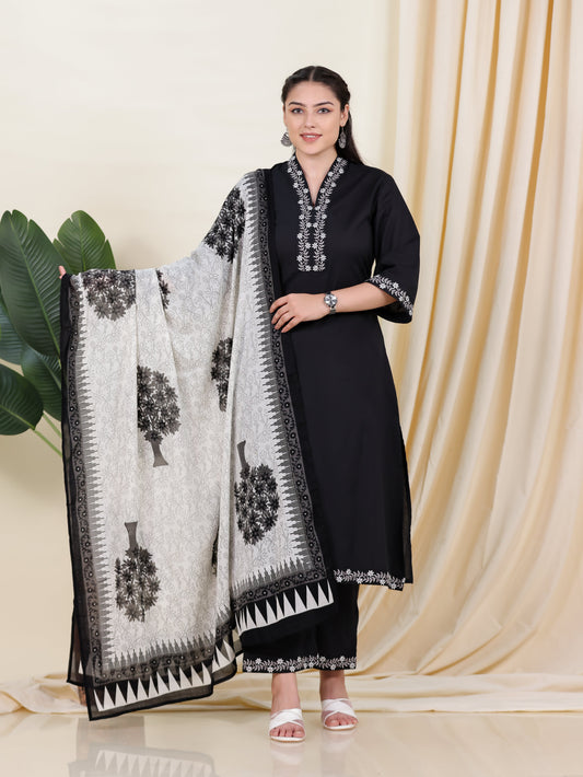 Cotton Voile Floral White Dupatta