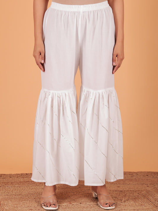Soft Cotton Solid white Sharara
