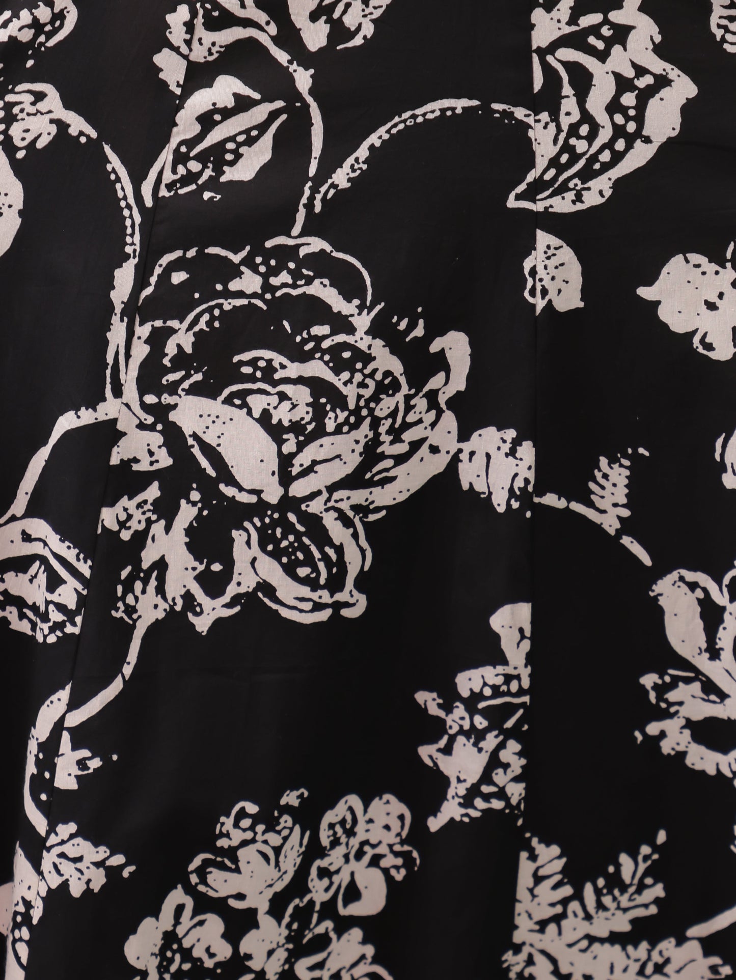 Soft Cotton Floral Flared Black Dress