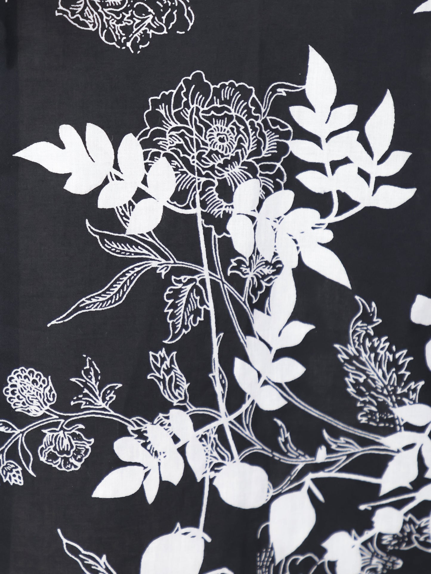 Soft Cotton Floral High Low Black Dress
