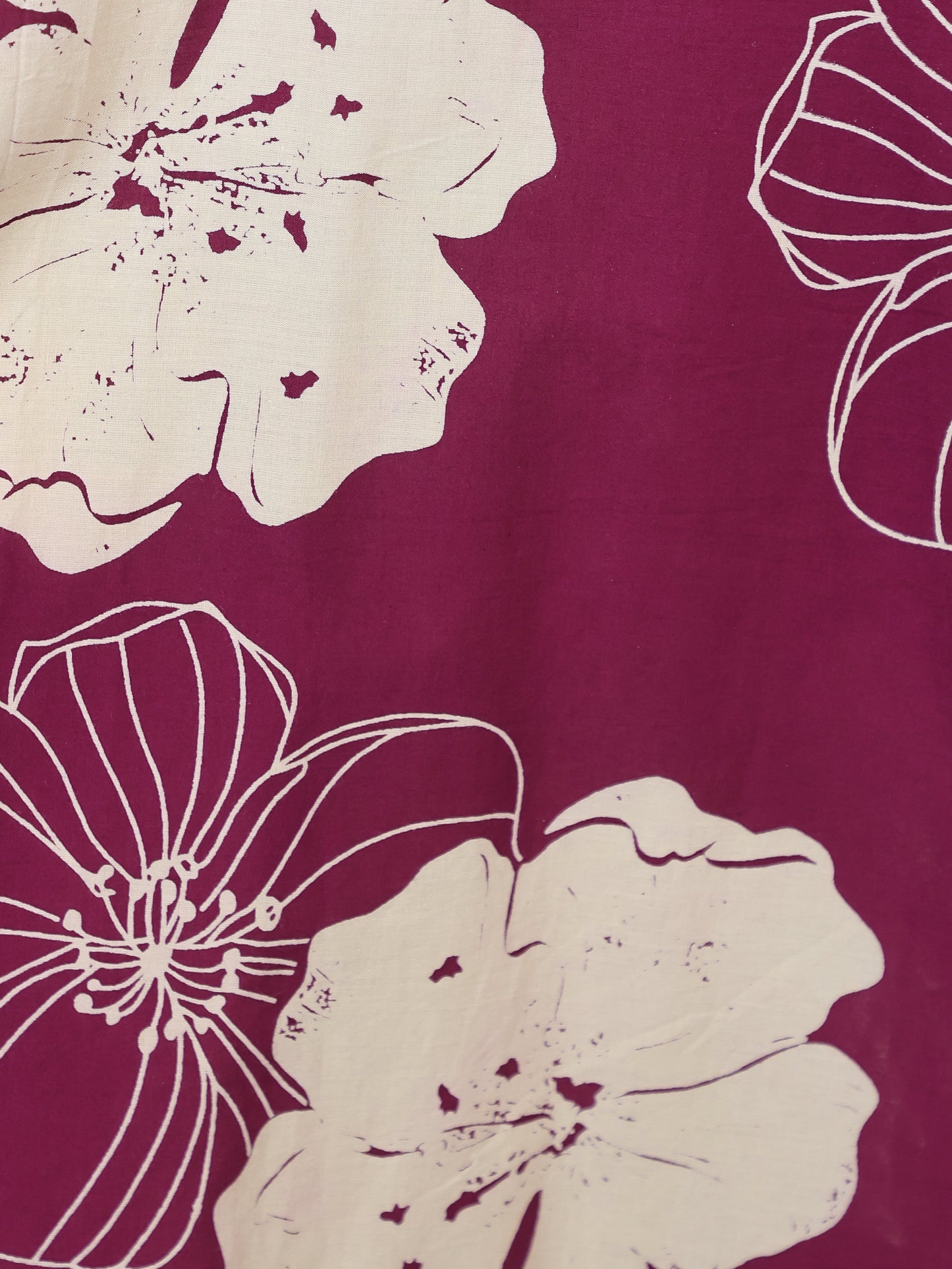 Soft Cotton Placement Print Flared Purple Dress