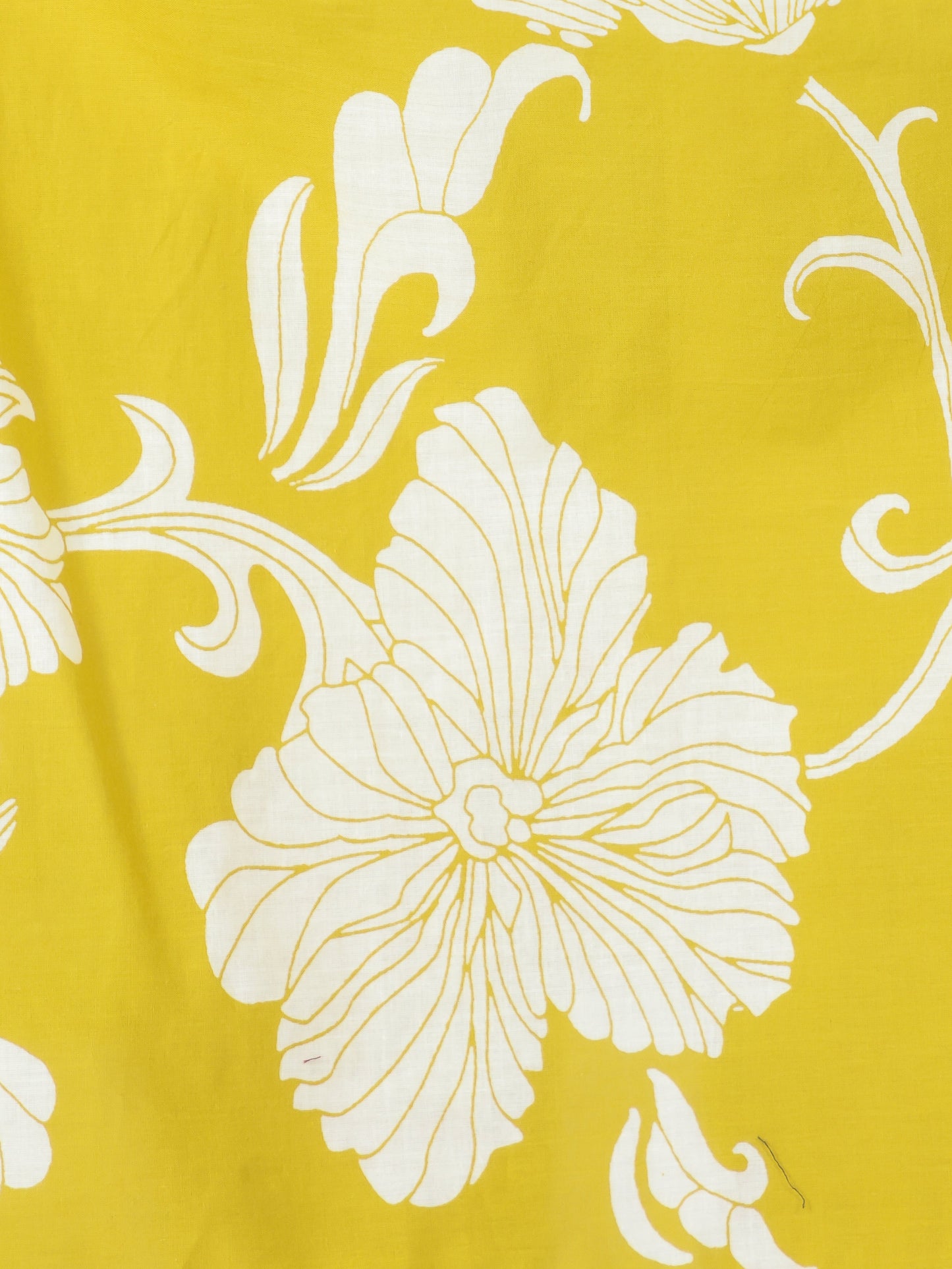 Embroidered Soft Cotton Placement Print A-line Yellow Dress
