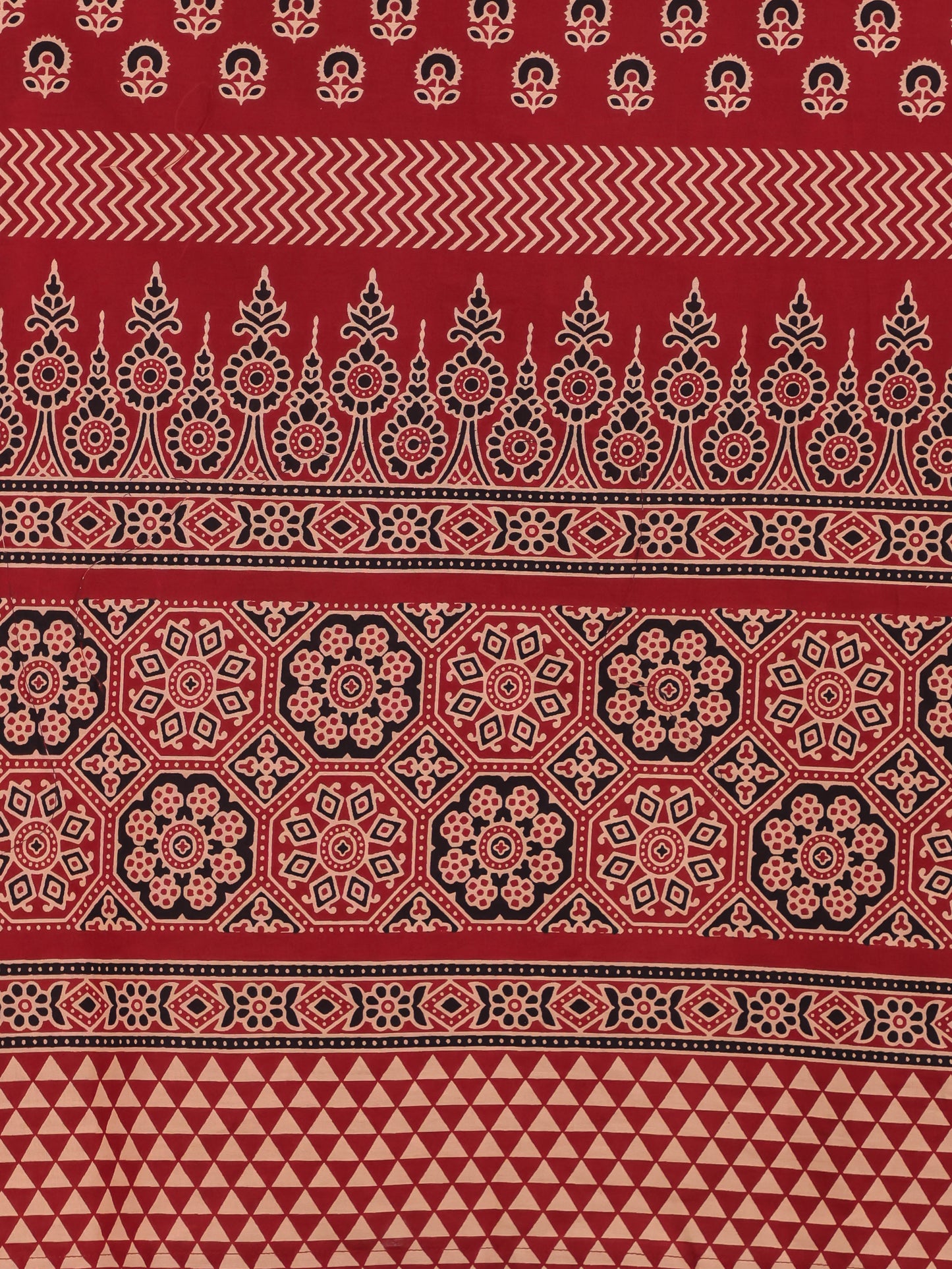 Soft Cotton Ajrakh Flared Red Dress