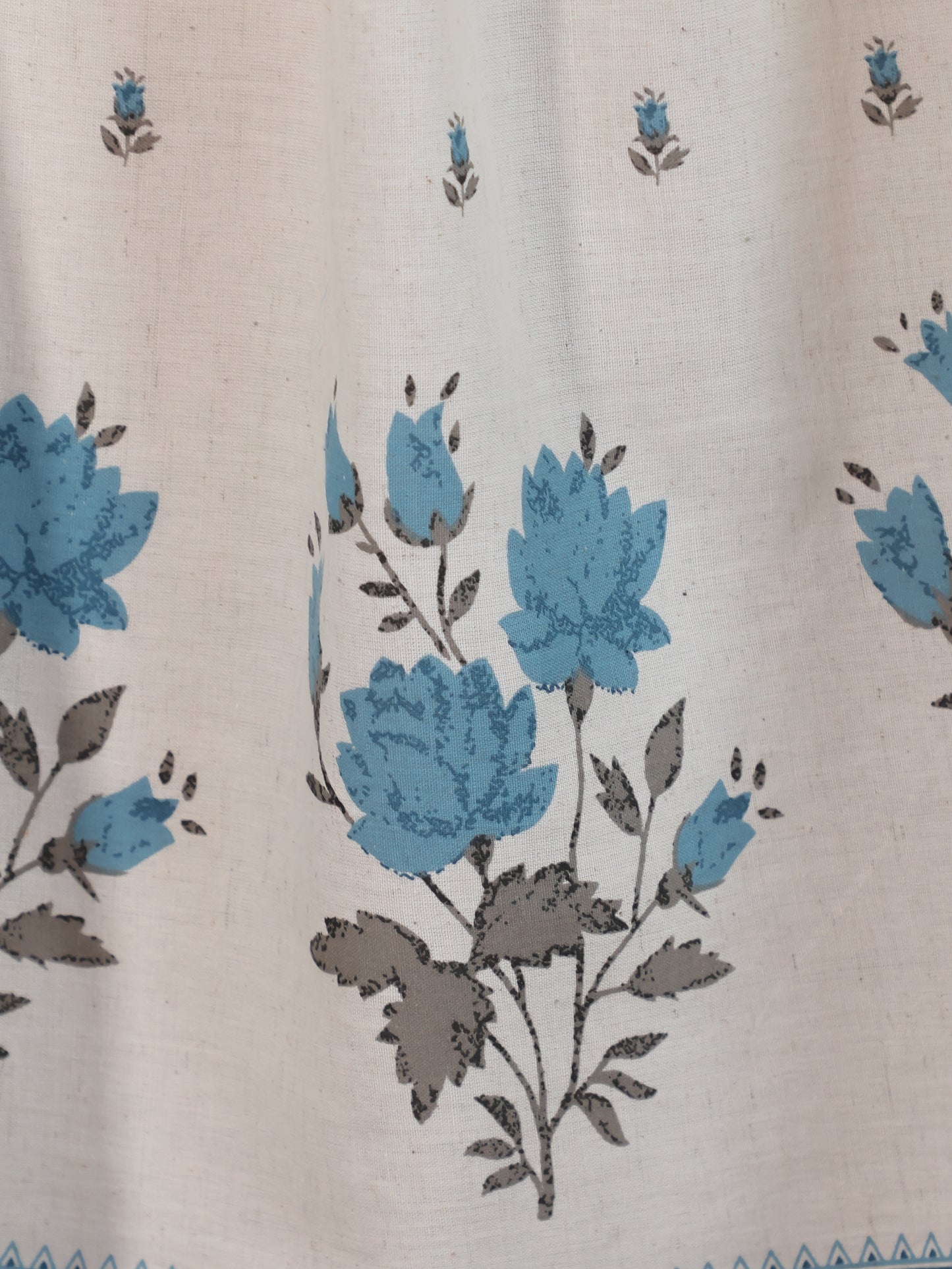 Linen Cotton Placement Print A-line Off White Dress