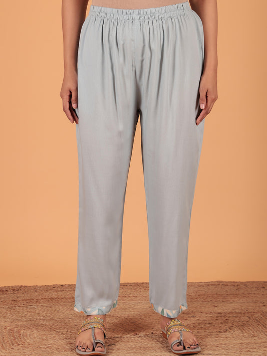 Viscose Solid blue Pant