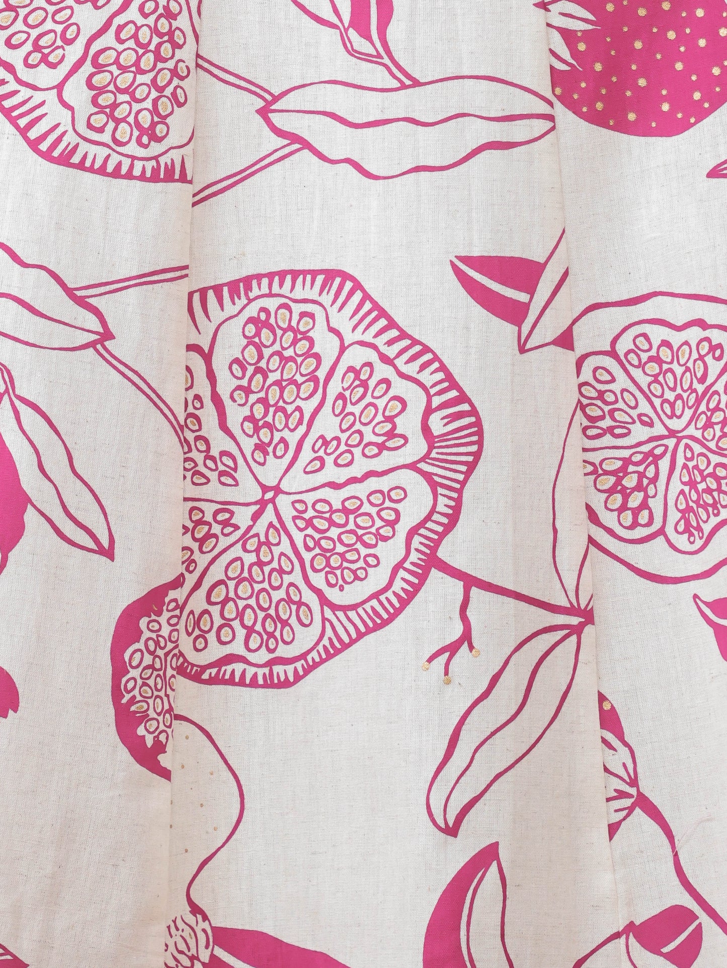 Linen Cotton Foliage Flared Pink Dress