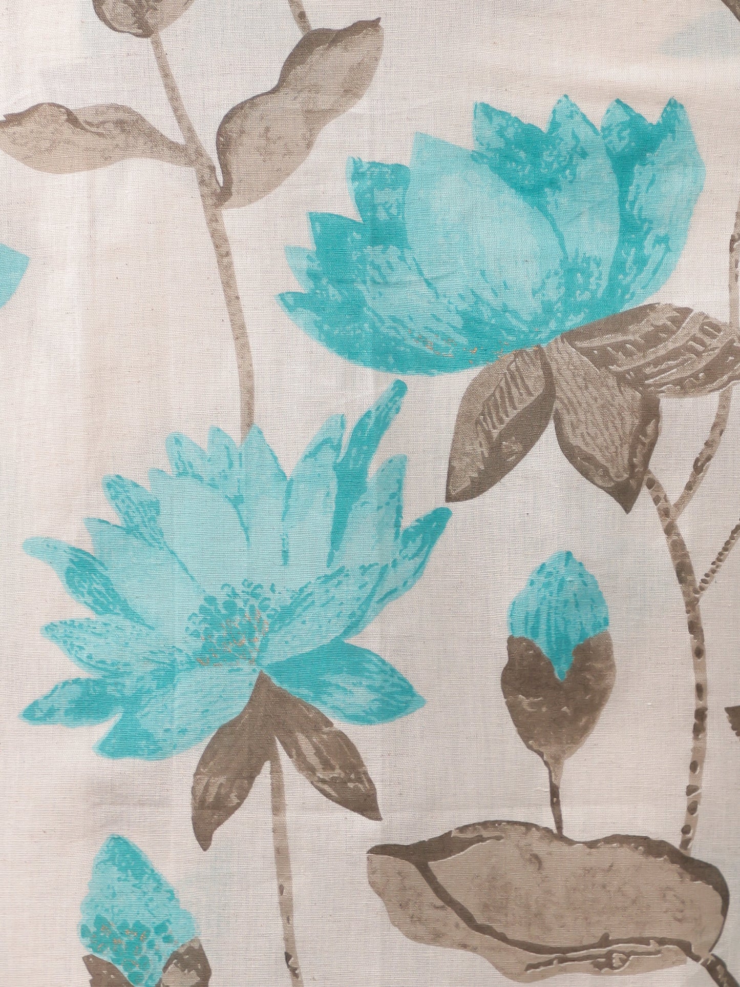 Linen Cotton Floral Straight Off White Kurta