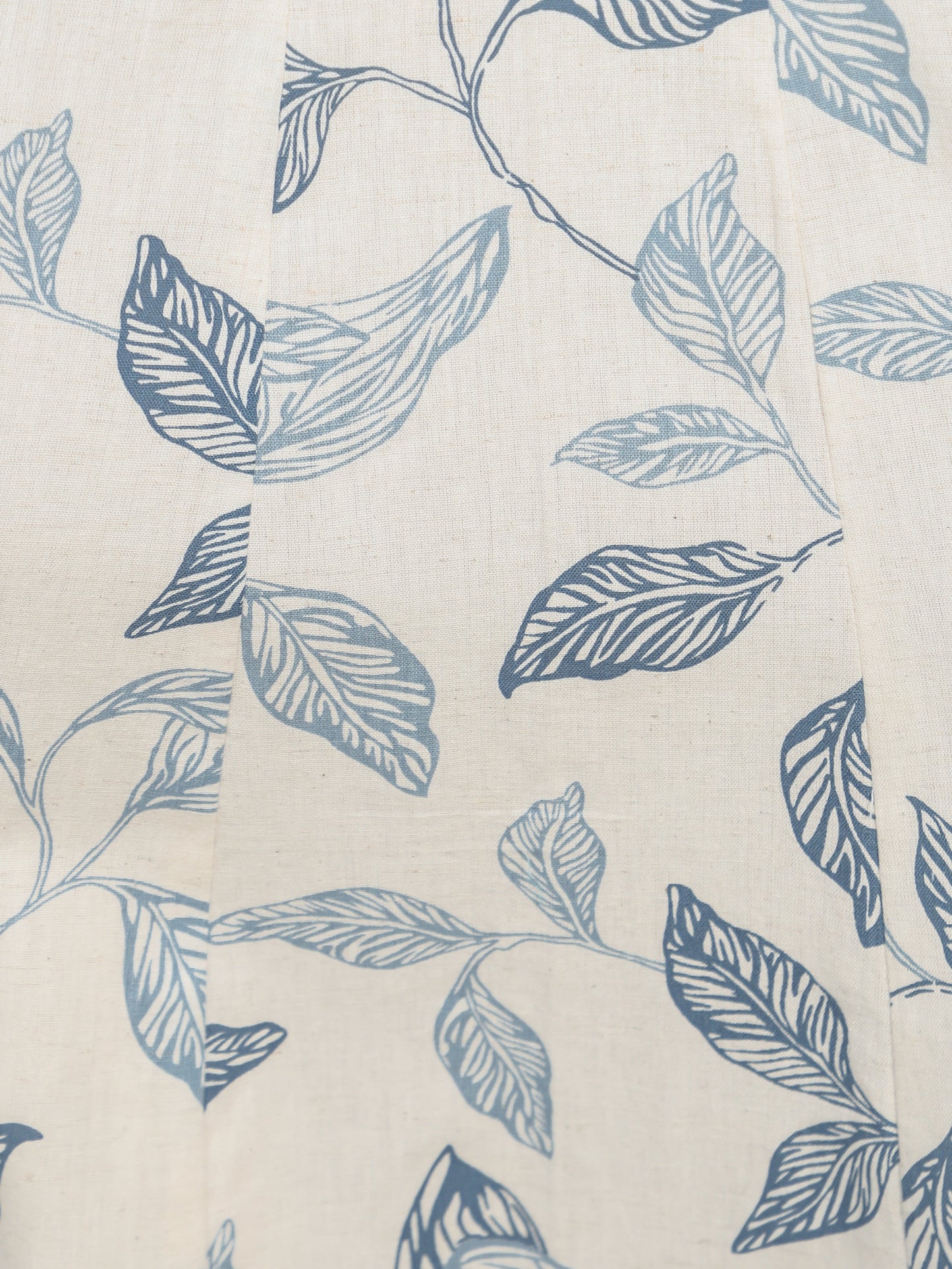 Linen Cotton Foliage Flared Off White Dress