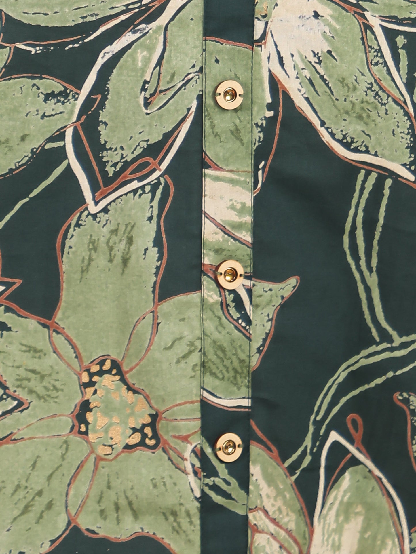 Soft Cotton Floral A-line Green Dress