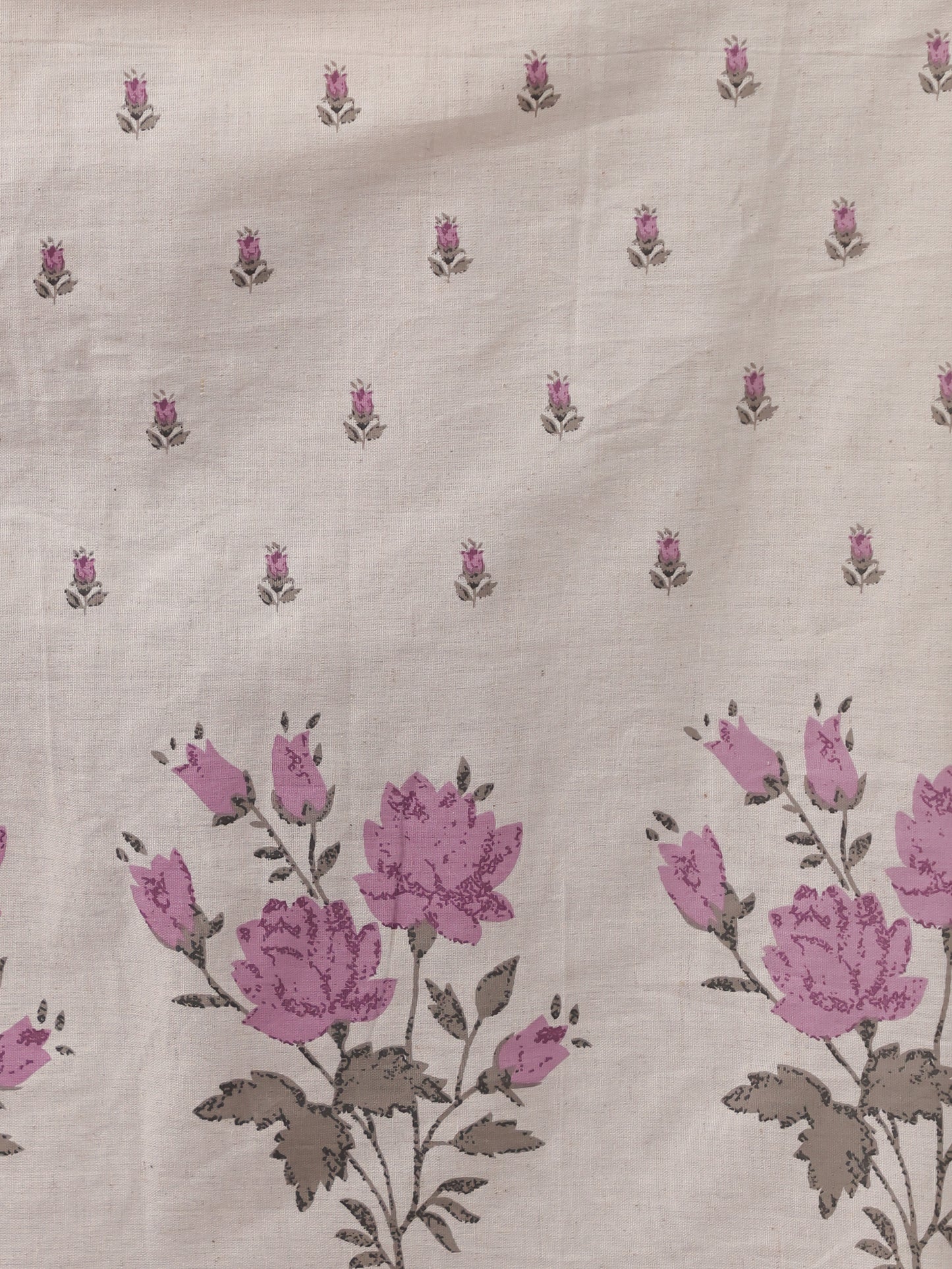 Embroidered Linen Cotton Placement Print A-line Off White Dress